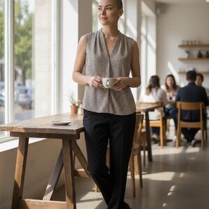 Adrianna Papell Classic Black and white sleeveless blouse